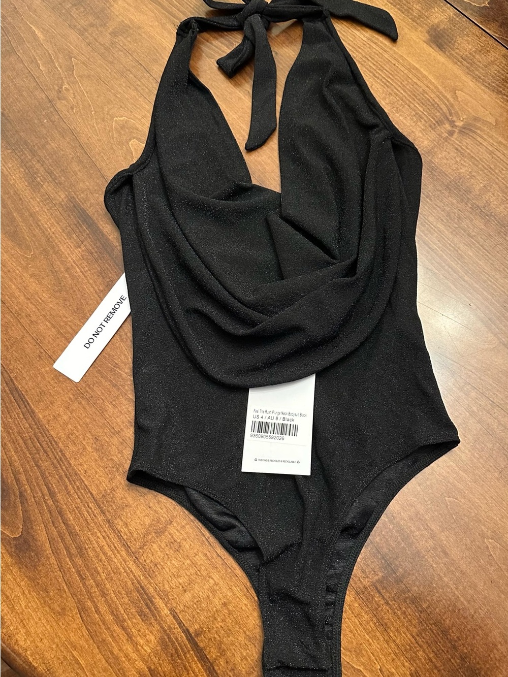Princess Polly Sparkly Black Halter plunge neck bodysuit